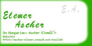 elemer ascher business card